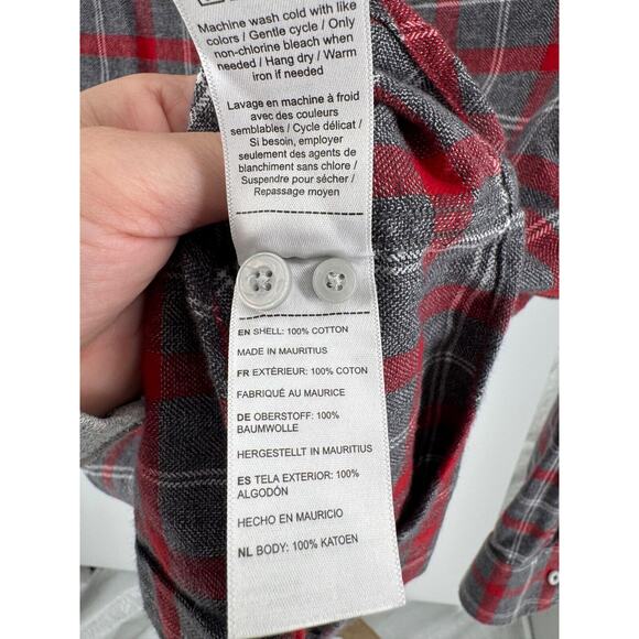 UNTUCKit Men's Red Gray Plaid Slim Jaxon Button Up Flannel Shirt Size Large - Picture 5 of 5